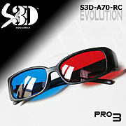 occhiali anaglifici 3d plastica S3D-A70-RC PRO 3 anaglifi rosso ciano cinema scenes stampa personalizzabile